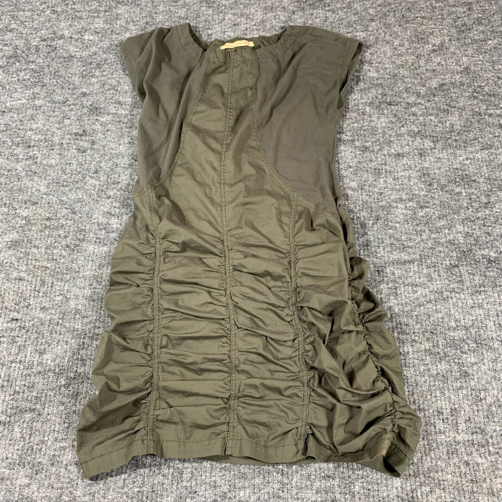 Wearables Dress Womens Medium M Olive Green Ruched Mixed Media Cotton Wedding